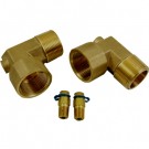 Brass set 1-1/4" MPT x 1-1.4" FPT 90 degree w P/Ts